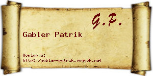 Gabler Patrik névjegykártya